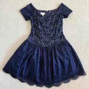 Vintage Scott McClintock Dress Lace Sequin‎ Off Shoulder Party USA 90s